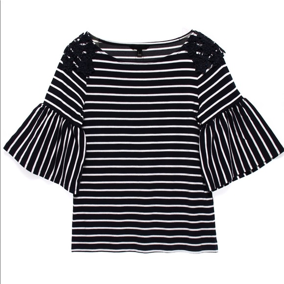 NWOT Banana Republic Stripe Bell Sleeve Top - Picture 1 of 7